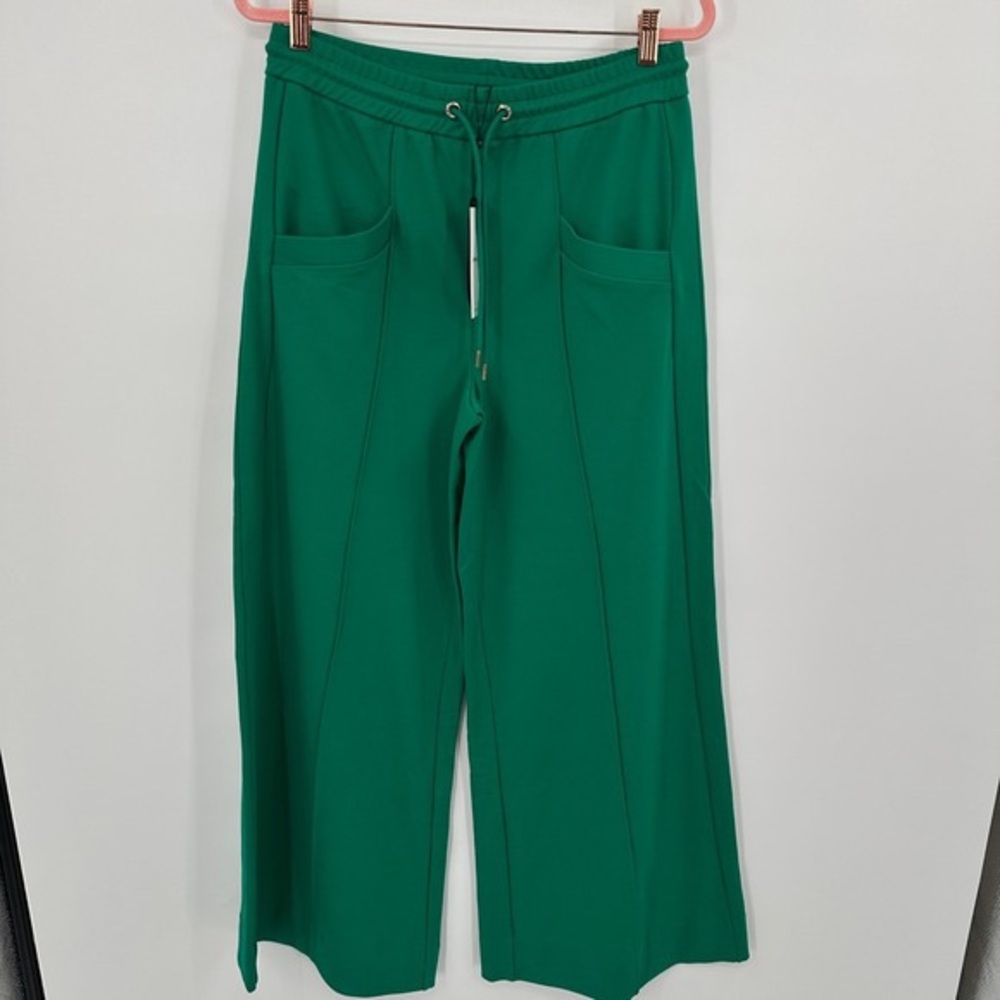Green Wide-Leg Drawstring Pants - Picture 1 of 4